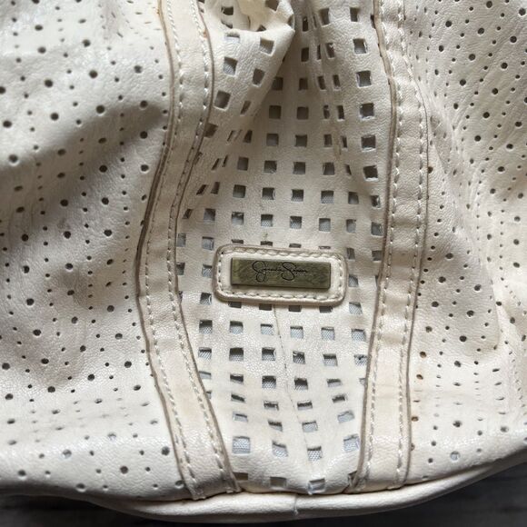 Jessica Simpson Shoulder Bag Kiss Lock Purse Cream Gold Hobo Y2K 2000s - Picture 3 of 8